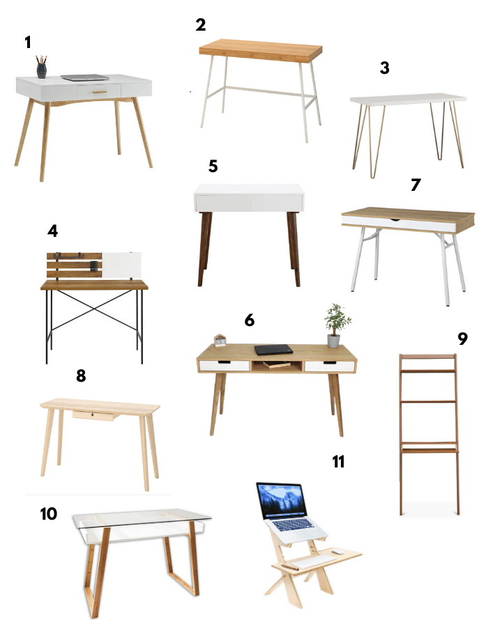 11 Minimalist, functional and beautiful desks for your home.  Great for working from home WFH