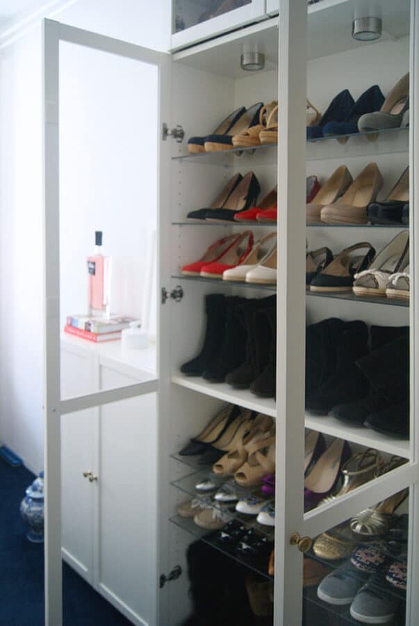 White Billy shoe cabinet IKEA hack.