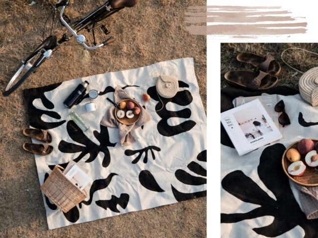 Black and white picnic blanket