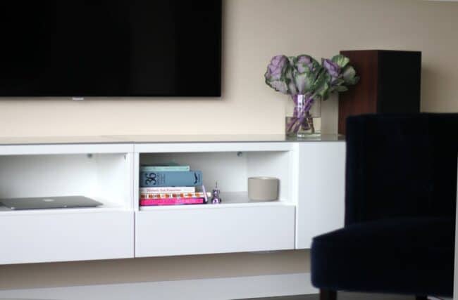 White floating wall cabinet.