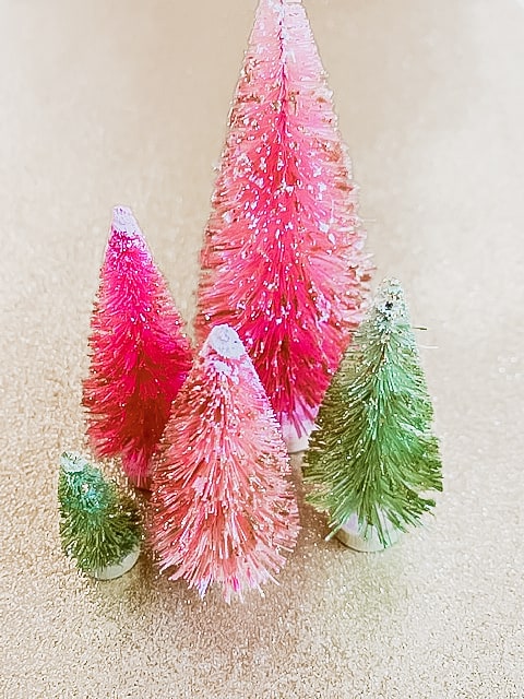 DIY Glitter Bottle Brush Trees