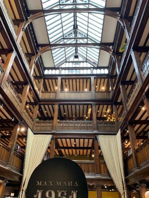 Wooden atrium inside Liberty's of London.