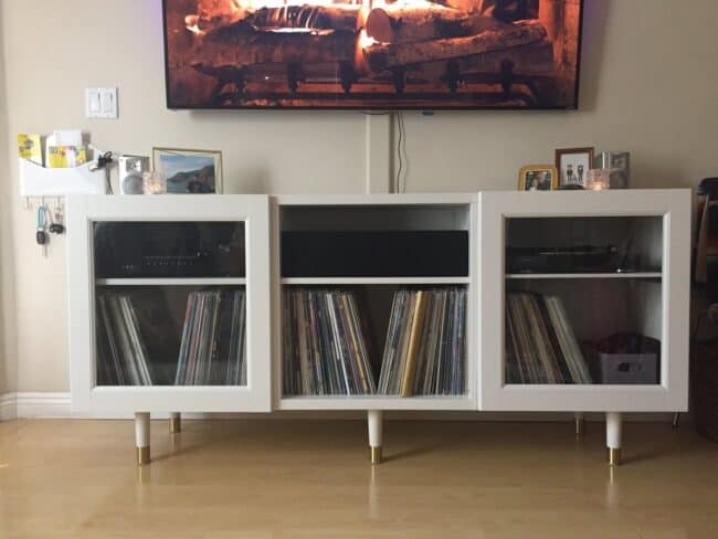 Record and media console DIY IKEA hack.