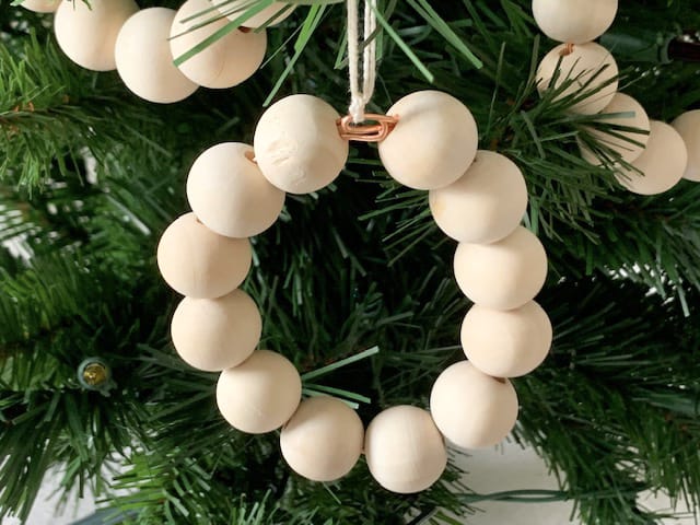 Minimal Wooden Bead Scandi Style Christmas Ornaments