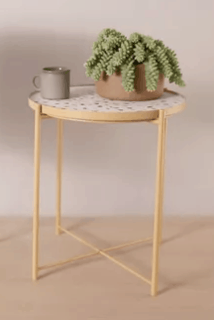 Terrazzo and gold side table