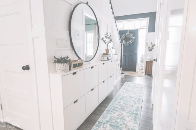 Wall mounted IKEA Stall shoe cabinets.