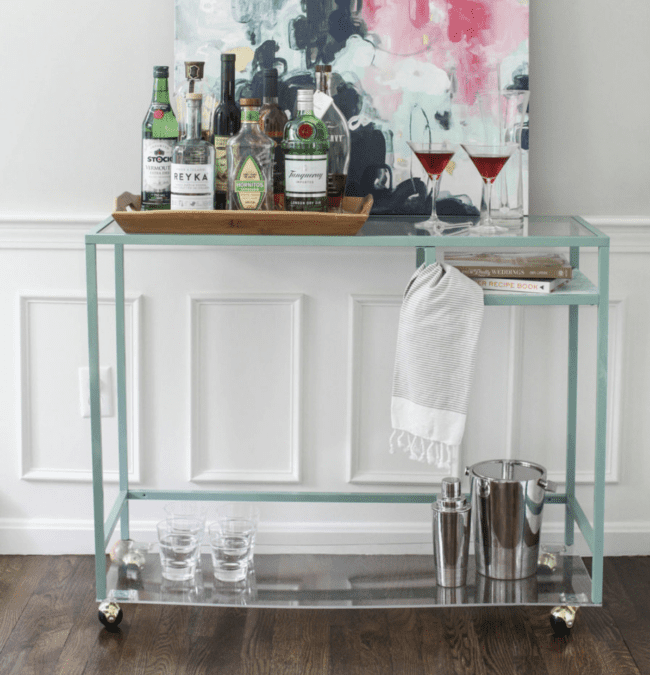 Blue bar cart.