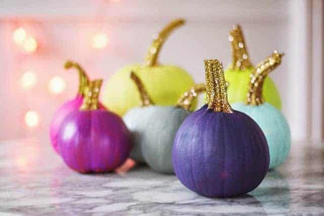 Painted glitter pumpkins