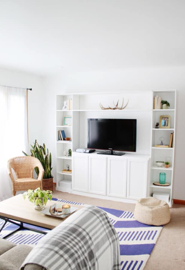 White built in wall cabinets.