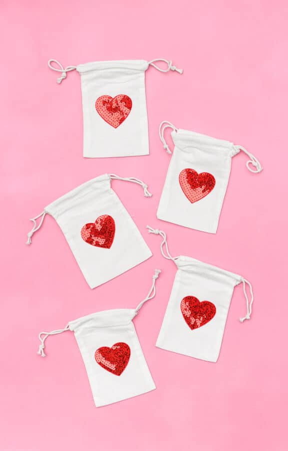 Sequin Heart Treat Bags