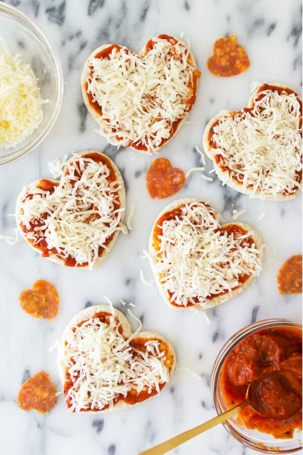 mini heart shaped pizzas