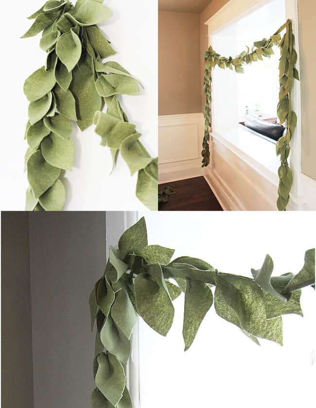 Green felt leaf garland.