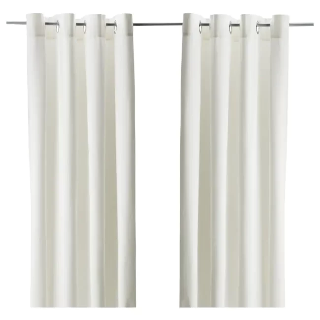 White curtains.