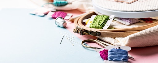 Embroidery supplies - thread, hoops, needles